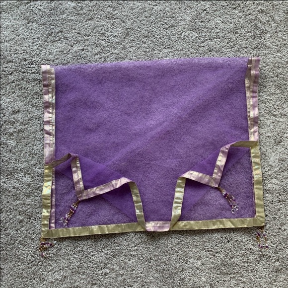 Lavender/Gold Embroidered Tiered Anarkali Dress - Picture 7 of 8